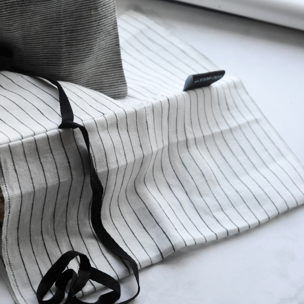 White Striped Linen Bread Bag