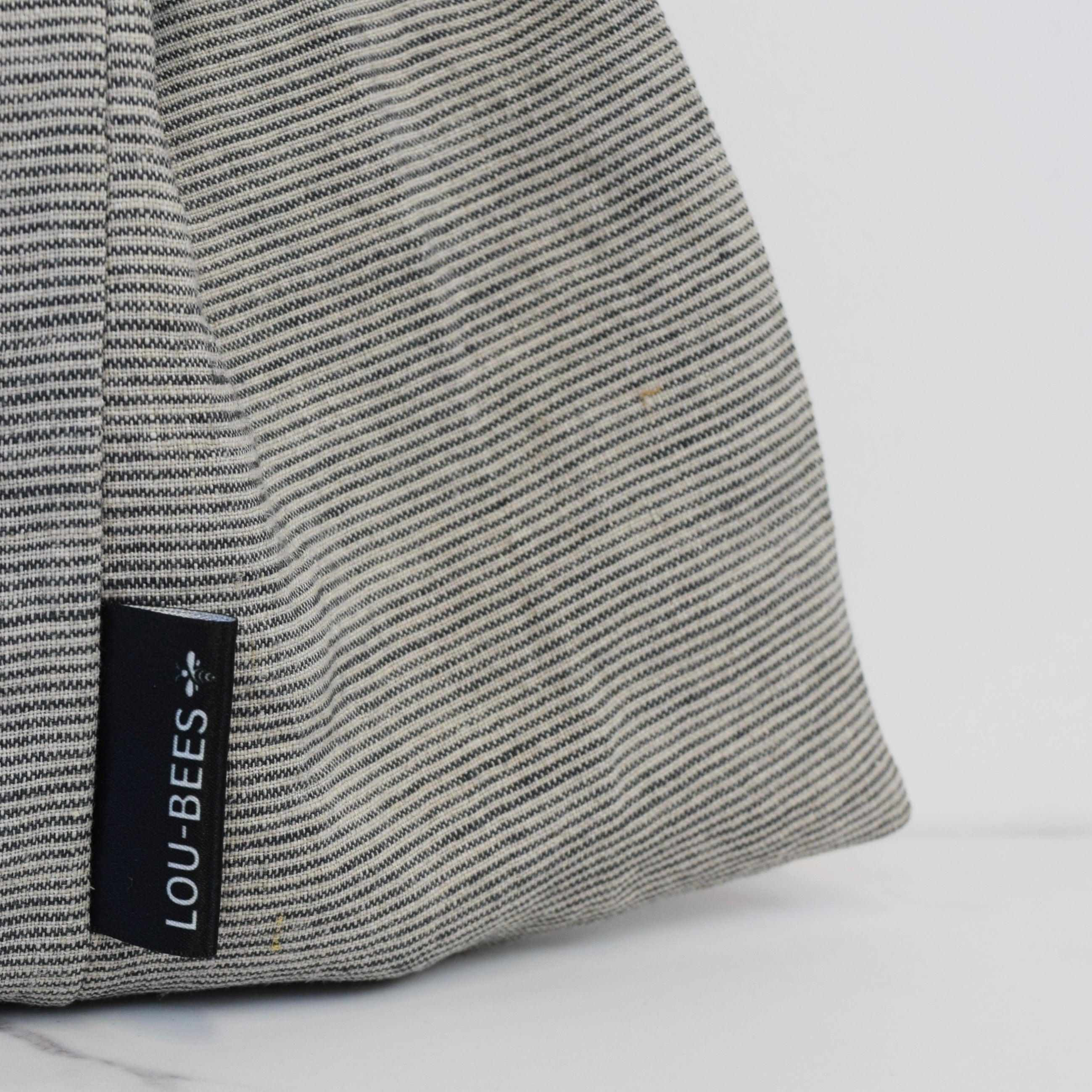 Charcoal Striped Linen Bread Bag