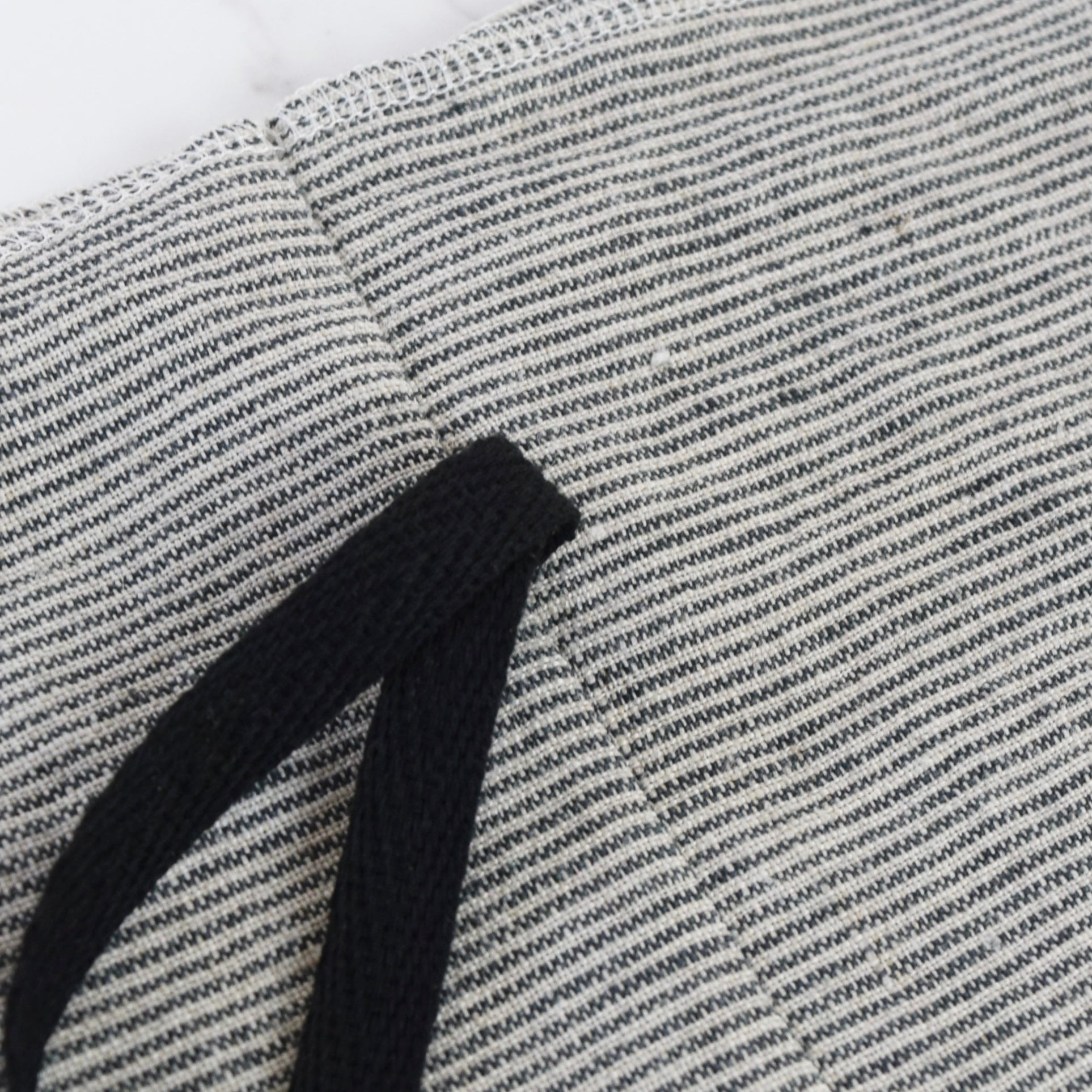 Charcoal Striped Linen Bread Bag