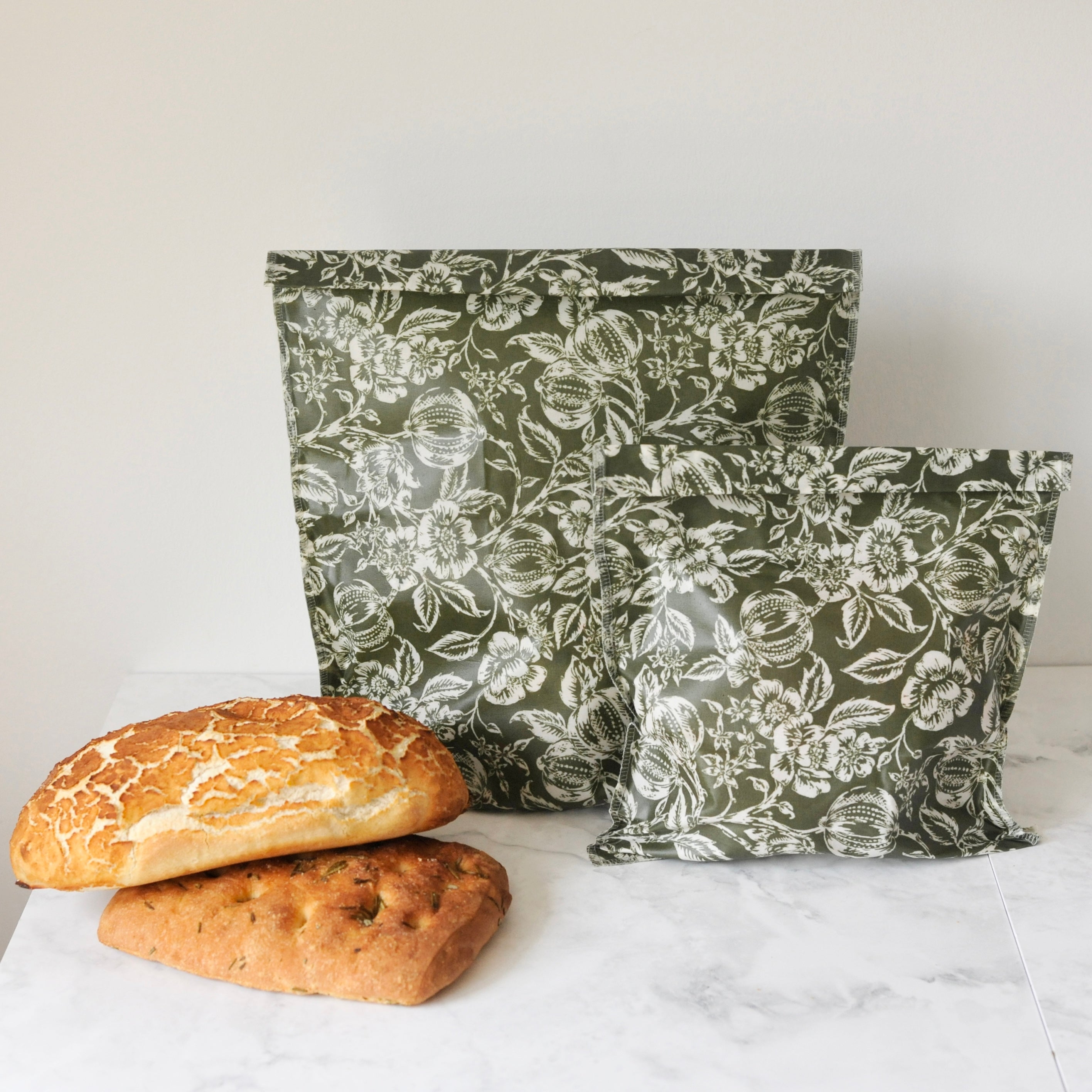 THE Bread Bag - Olive Heritage Floral