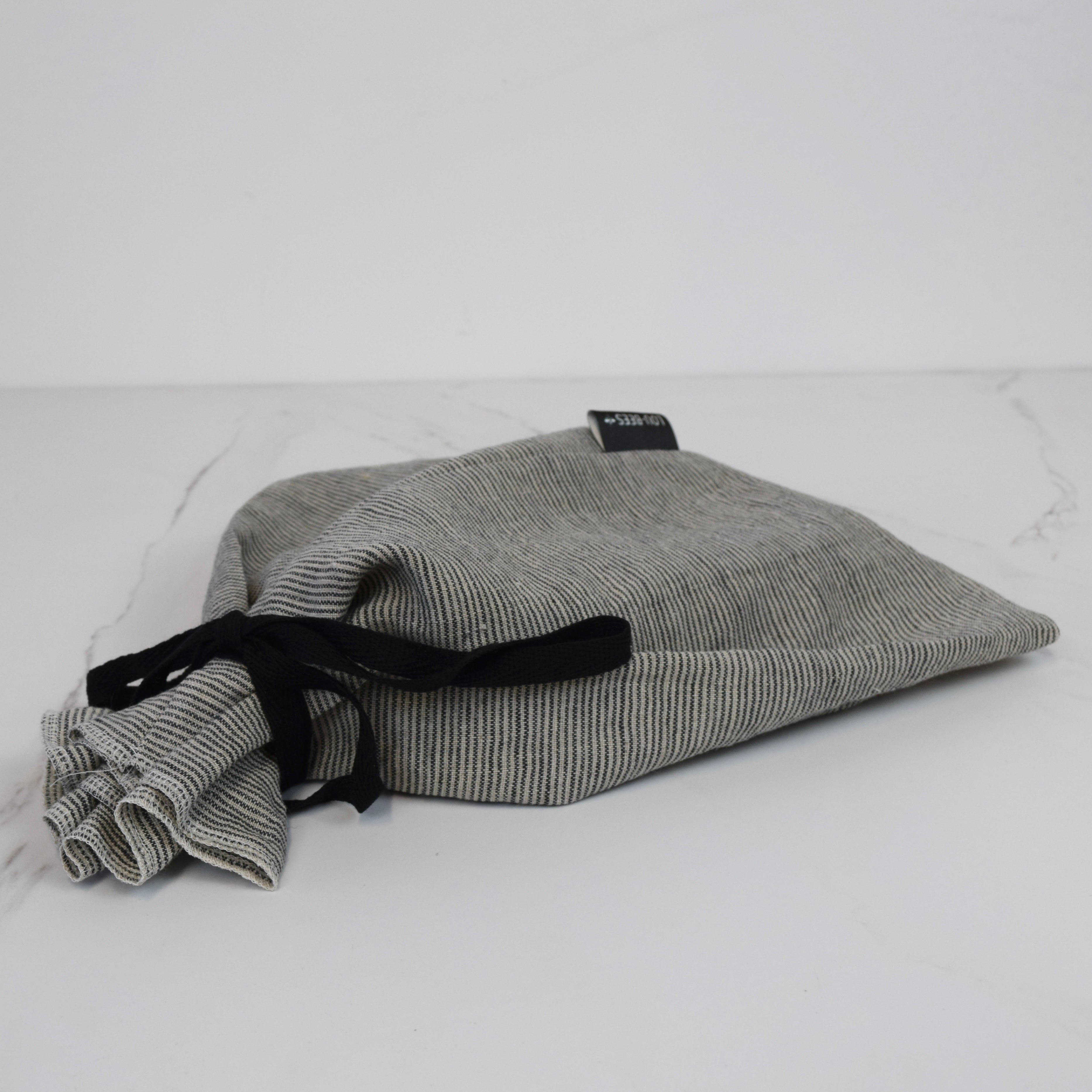 Charcoal Striped Linen Bread Bag