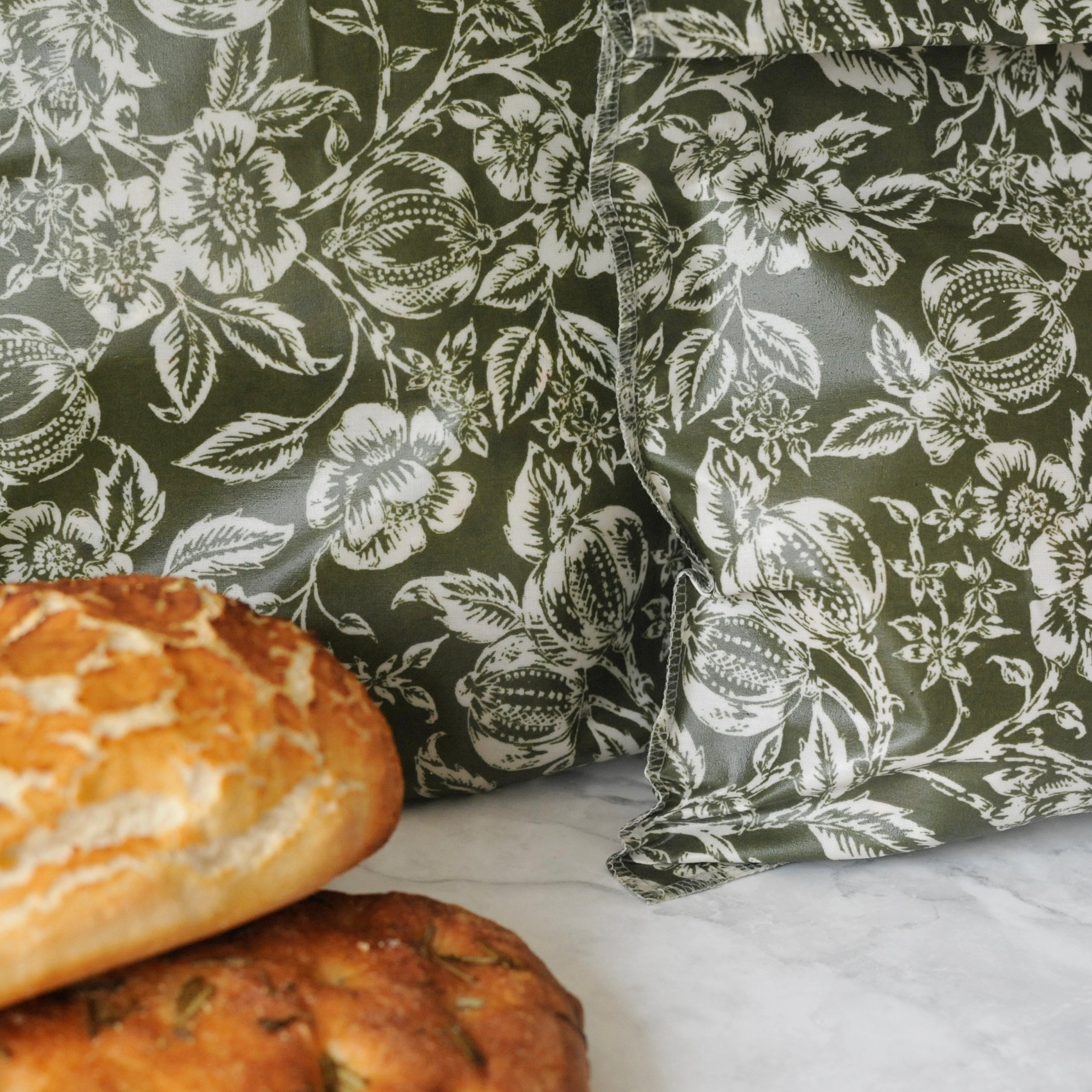 THE Bread Bag - Olive Heritage Floral